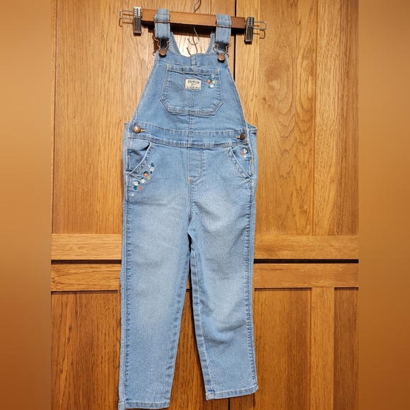 OshKosh B'gosh Other - OshKosh Bgosh Vestbak Girls Light Overalls With Embroidered Flower Decor 4T